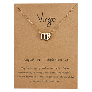New Constellation Zodiac Necklaces Jewelry for Women Antique Style Designed 12 Horoscope Taurus Aries Leo Necklaces Gifts