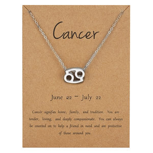 New Constellation Zodiac Necklaces Jewelry for Women Antique Style Designed 12 Horoscope Taurus Aries Leo Necklaces Gifts