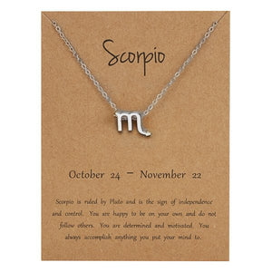 New Constellation Zodiac Necklaces Jewelry for Women Antique Style Designed 12 Horoscope Taurus Aries Leo Necklaces Gifts
