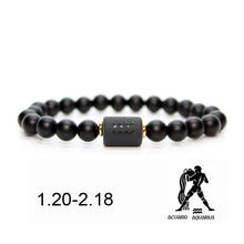Black stone Beads 12 constellation couple Bracelet Men Bracelets For Women Pulseras Moda Masculina Hombre Man Mens Jewellery