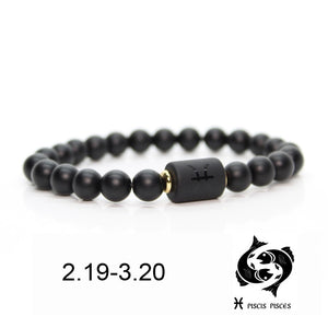 Black stone Zodiac Sign Bracelet