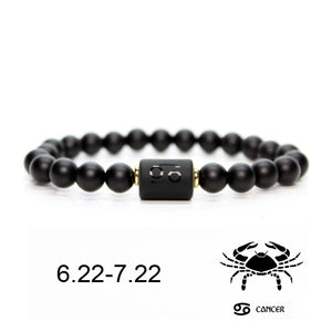 Black stone Beads 12 constellation couple Bracelet Men Bracelets For Women Pulseras Moda Masculina Hombre Man Mens Jewellery