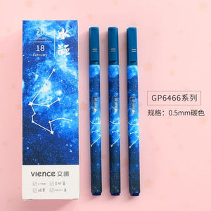 1-3pcs Constellation Gel Pen Novelty 0.5mm Starry Black Ink Pen for Girl Gift Student Stationery School Writing Office Supplies