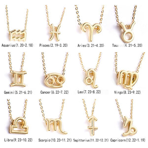 New Constellation Zodiac Necklaces Jewelry for Women Antique Style Designed 12 Horoscope Taurus Aries Leo Necklaces Gifts
