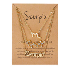 3Pcs/Set Cardboard Star Zodiac Sign Pendant 12 Constellation Charm Gold Necklace Aries Cancer Leo Scorpio Necklace Jewelry Gifts