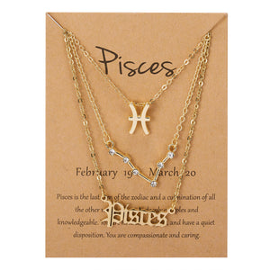 3Pcs/Set Cardboard Star Zodiac Sign Pendant 12 Constellation Charm Gold Necklace Aries Cancer Leo Scorpio Necklace Jewelry Gifts