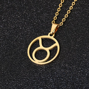 Rinhoo Stainless Steel Star Zodiac Sign Necklace 12 Constellation Pendant Necklace Women Gold Chain Necklace Men Jewelry Gift