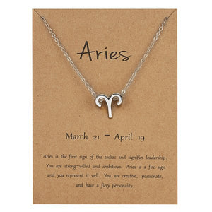 New Constellation Zodiac Necklaces Jewelry for Women Antique Style Designed 12 Horoscope Taurus Aries Leo Necklaces Gifts
