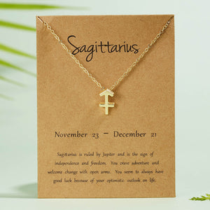 New Constellation Zodiac Necklaces Jewelry for Women Antique Style Designed 12 Horoscope Taurus Aries Leo Necklaces Gifts