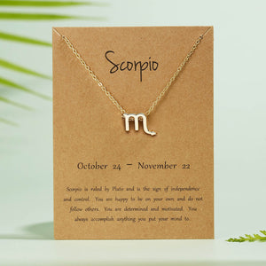 New Constellation Zodiac Necklaces Jewelry for Women Antique Style Designed 12 Horoscope Taurus Aries Leo Necklaces Gifts
