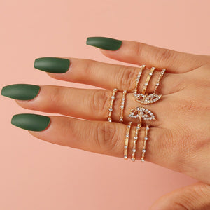 Bohemian Geometric Rings Sets Crystal Star Moon Flower Butterfly Constellation Knuckle Finger Ring Set For Women Fashion Jewelry