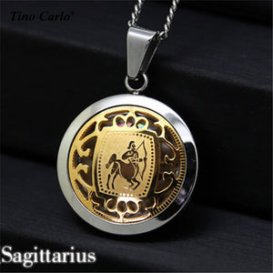 Stainless Steel Sagittarius Coin Necklace