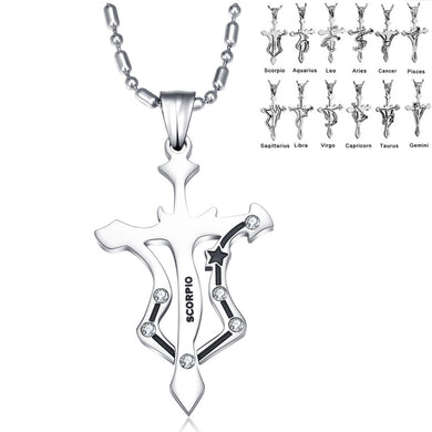 Stainless Steel Zodiac Pendant Necklace