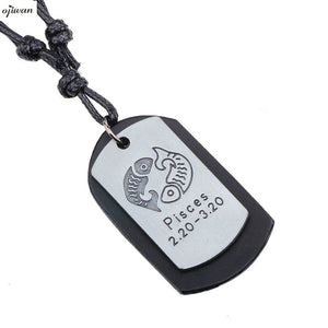 Pisces Silver Dog Tag Necklace