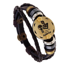 Aquarius Zodiac Leather Charm Bracelets